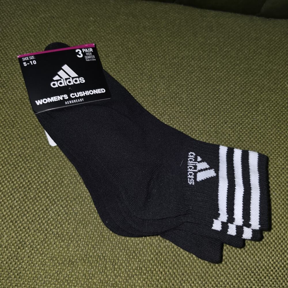 Adidas Women's High Quarter Socks Shoe Size 5-10 3 pairs climacool NWT